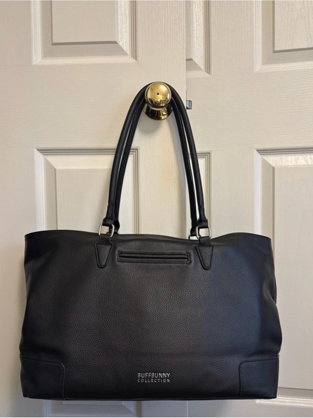 BuffBunny Black Pebbled Tote with Double Straps